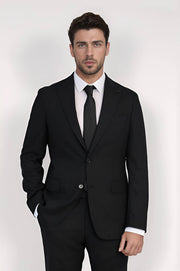 VELVARDE ÇİZGİLİ/SİVRİ YAKA TAKIM ELBİSE SİYAH